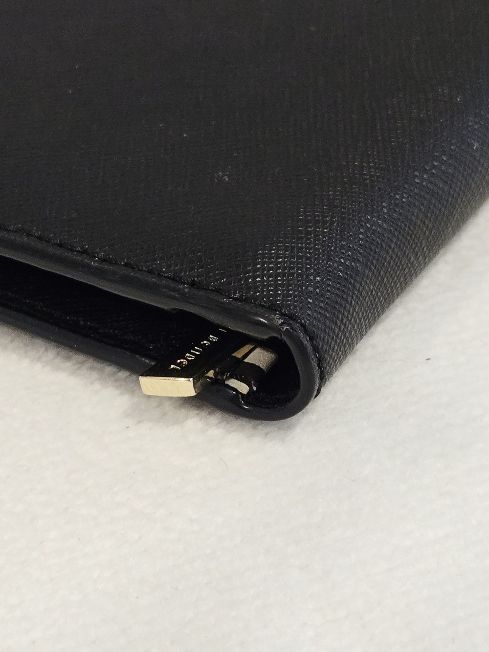 henri bendel Black Saffiano Bi-fold Zip Wallet With Purple Interior - Picture 6 of 15